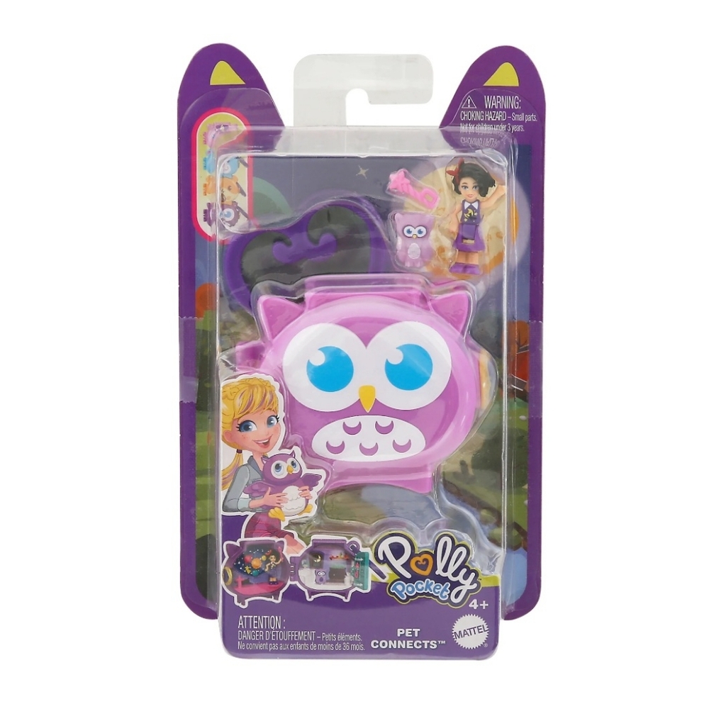 Polly Pocket Pet Connects Stackable Owl Compact Playset